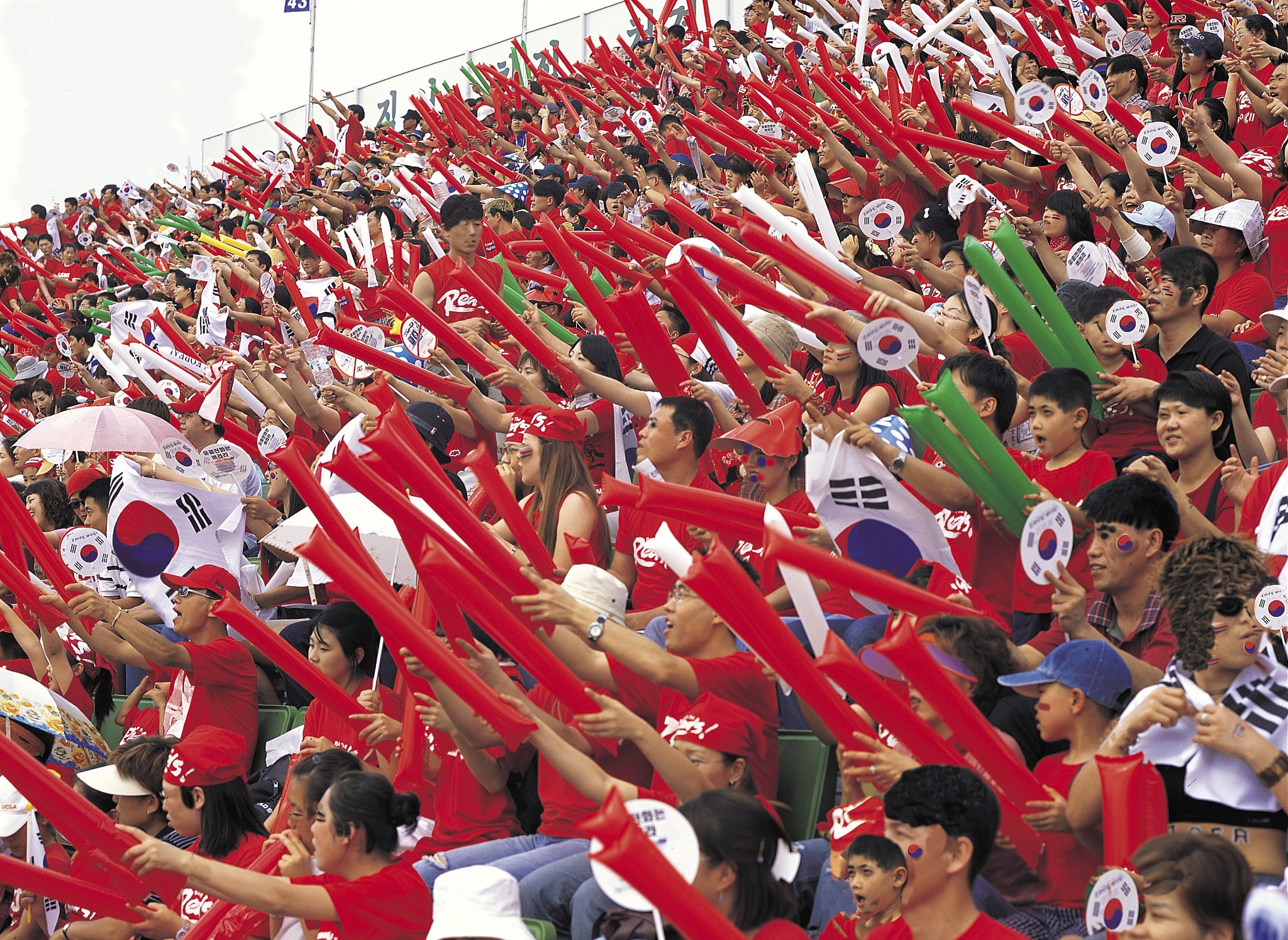 疯狂的球迷为自己的队伍加油